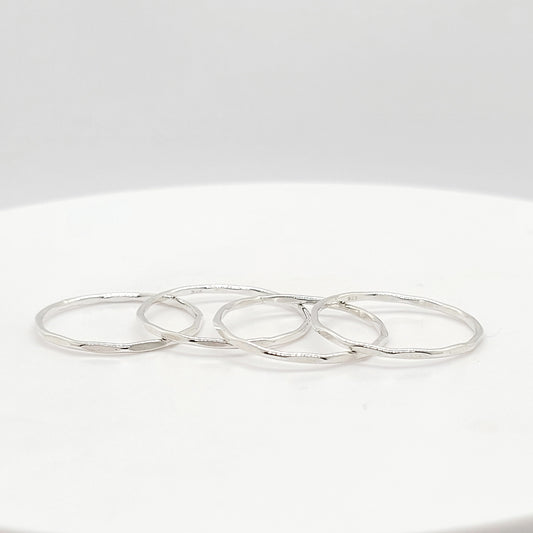 .925 Sterling Silver Hammered 1 mm Stacking Ring