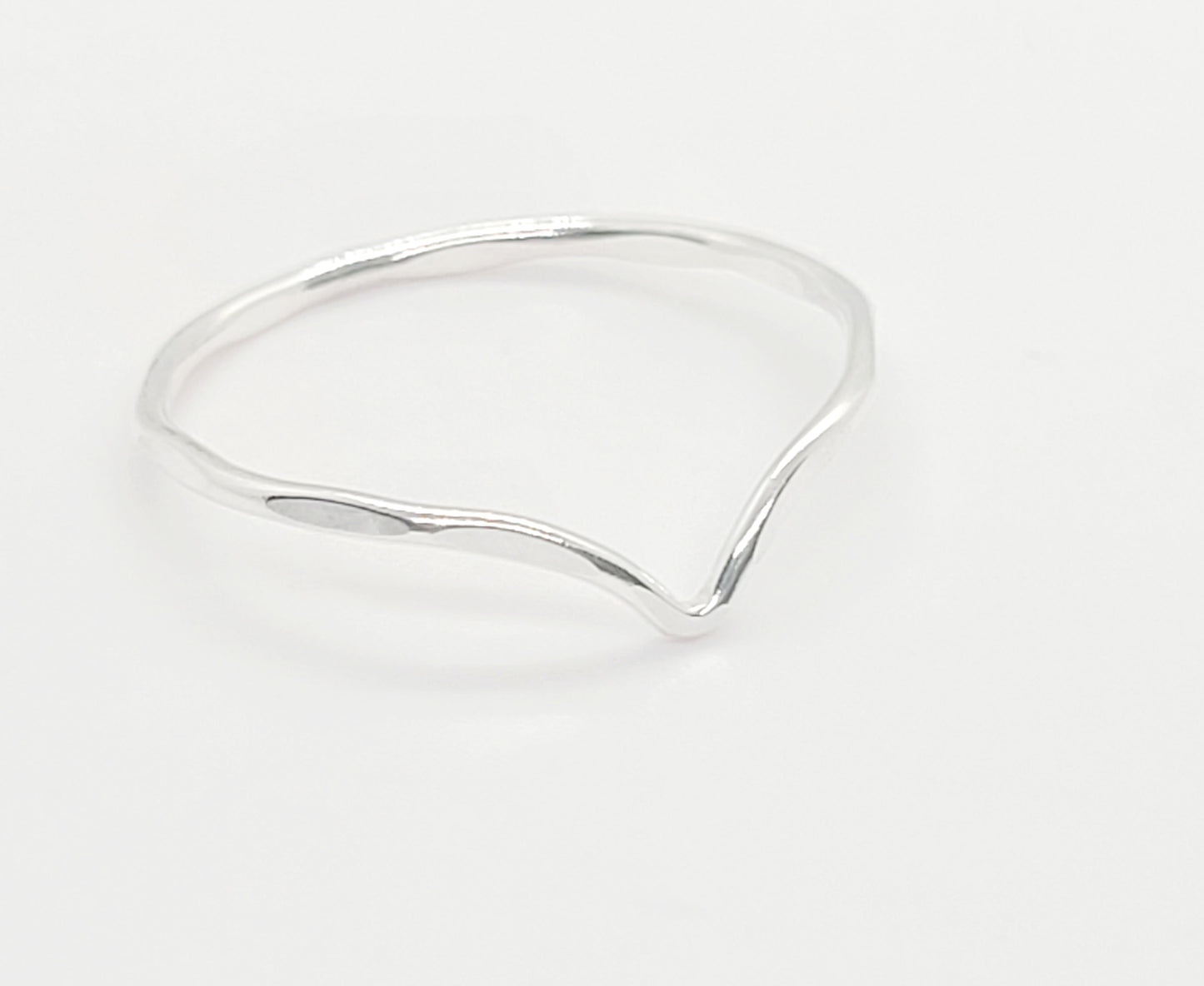 .925 Sterling Silver Chevron Ring - Hammered