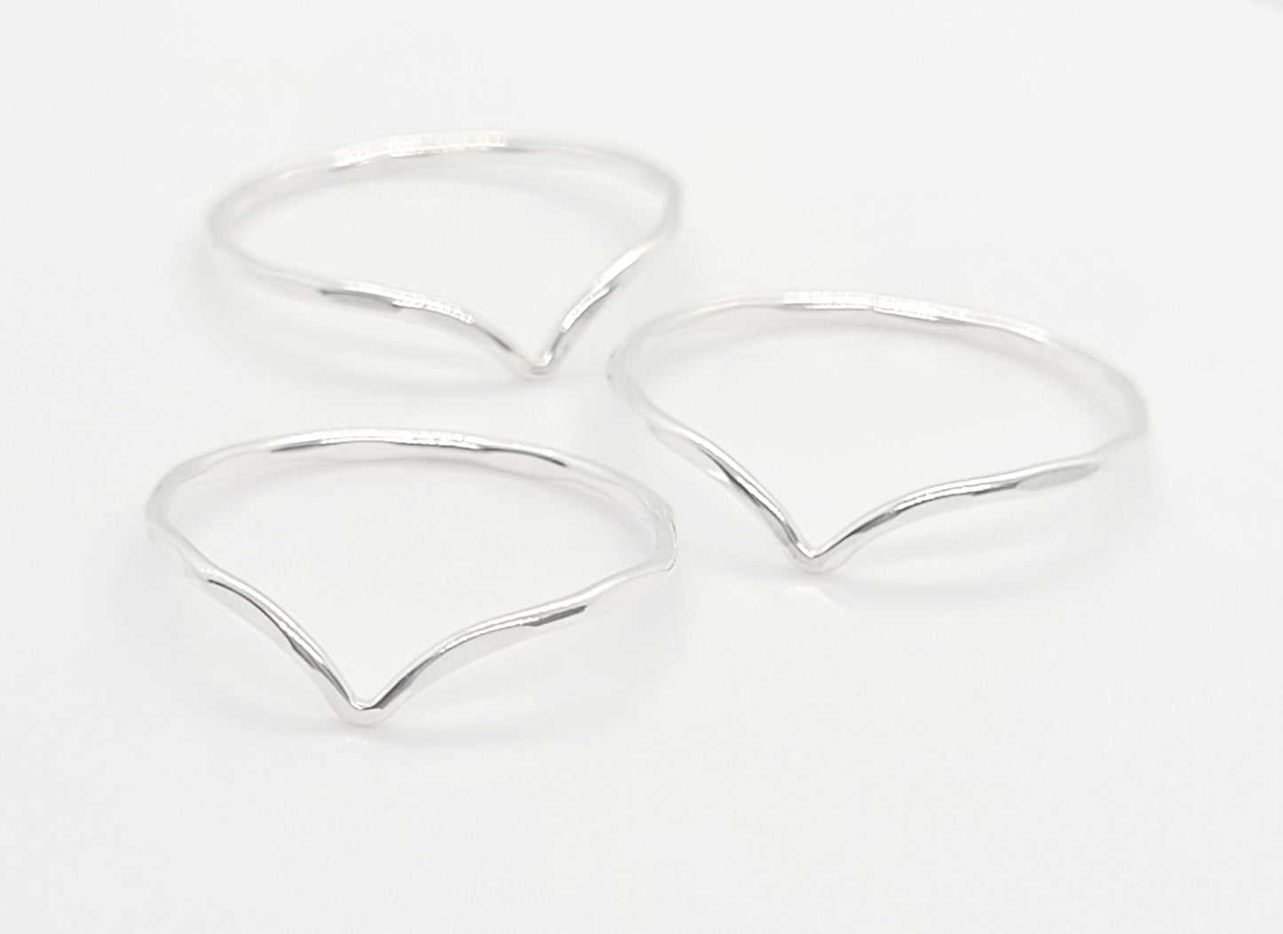 .925 Sterling Silver Chevron Ring - Hammered