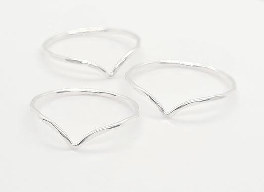 .925 Sterling Silver Chevron Ring - Hammered