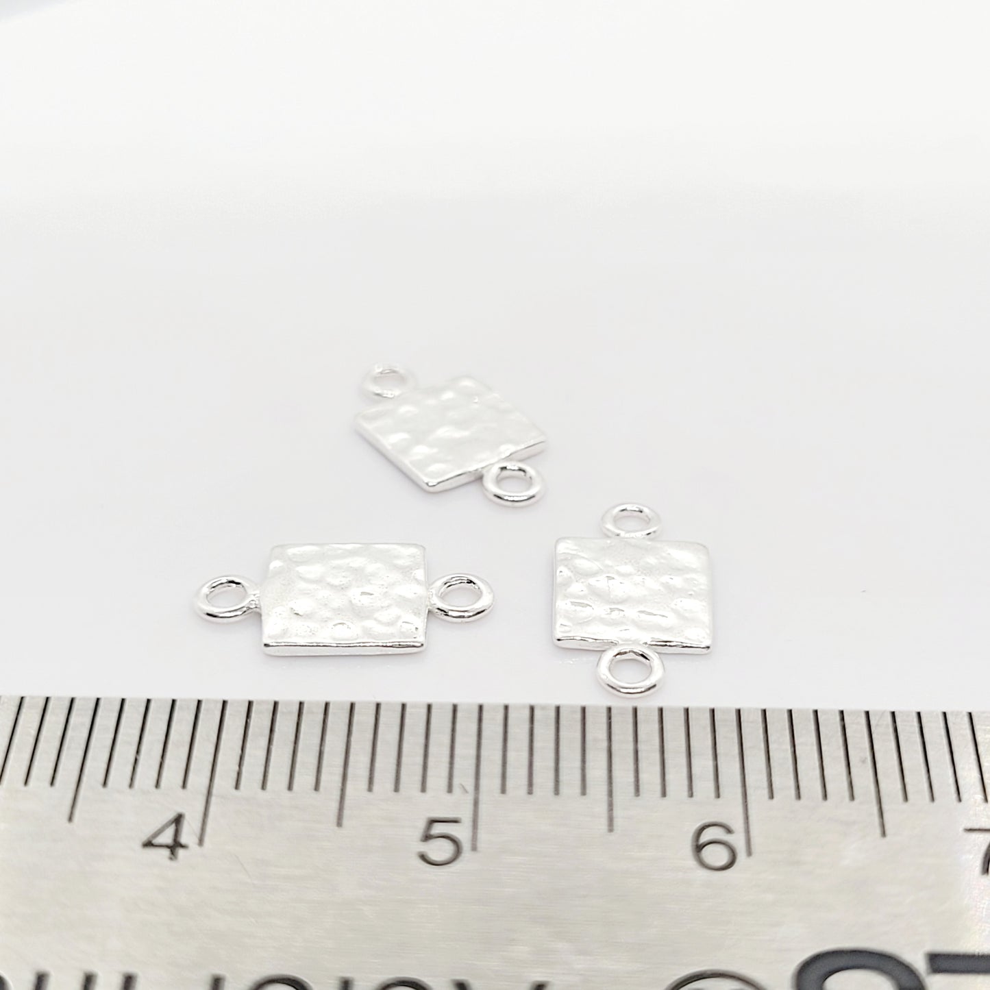 .925 Sterling Silver Hammered Square Connector