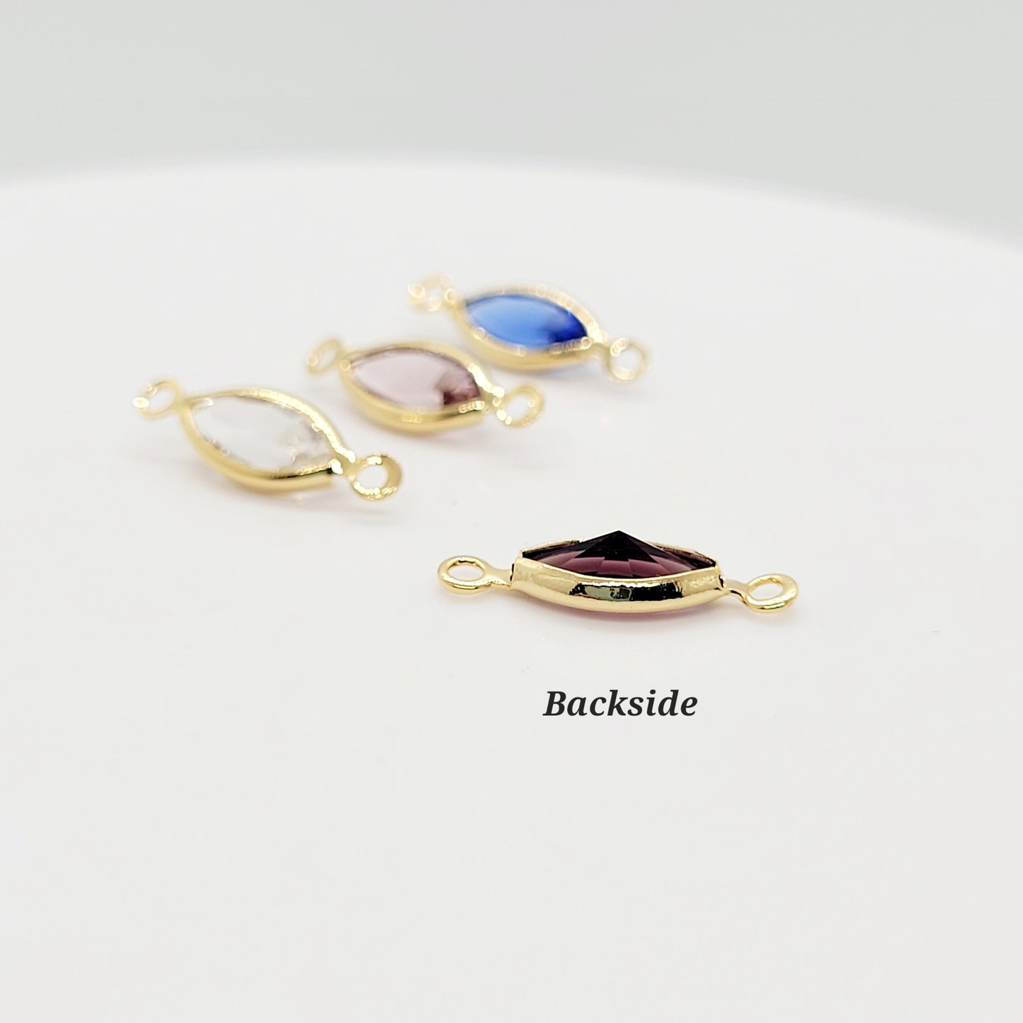 Gold Plated Crystal Marquis Birthstone Charm Connector