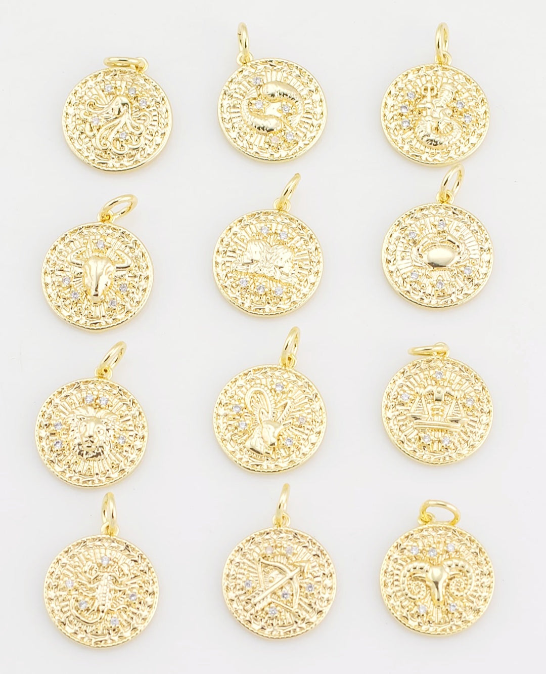 Zodiac Pendant 14 mm - Gold PLATED
