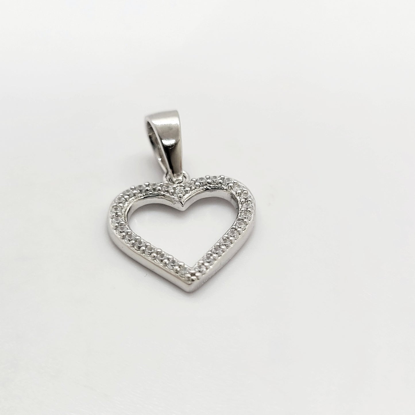 .925 Sterling Silver Heart Pendant with CZ