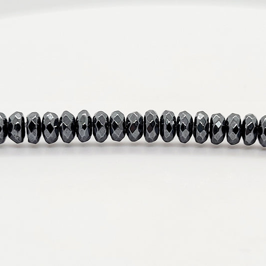 Hematite Faceted Rondelle Magnetic 4x2 mm