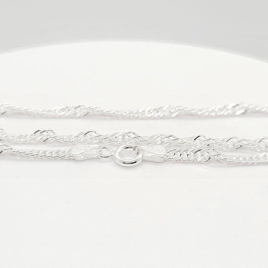 .925 Sterling Silver SINGAPORE Bracelet  / 2.2 mm - 7.5"