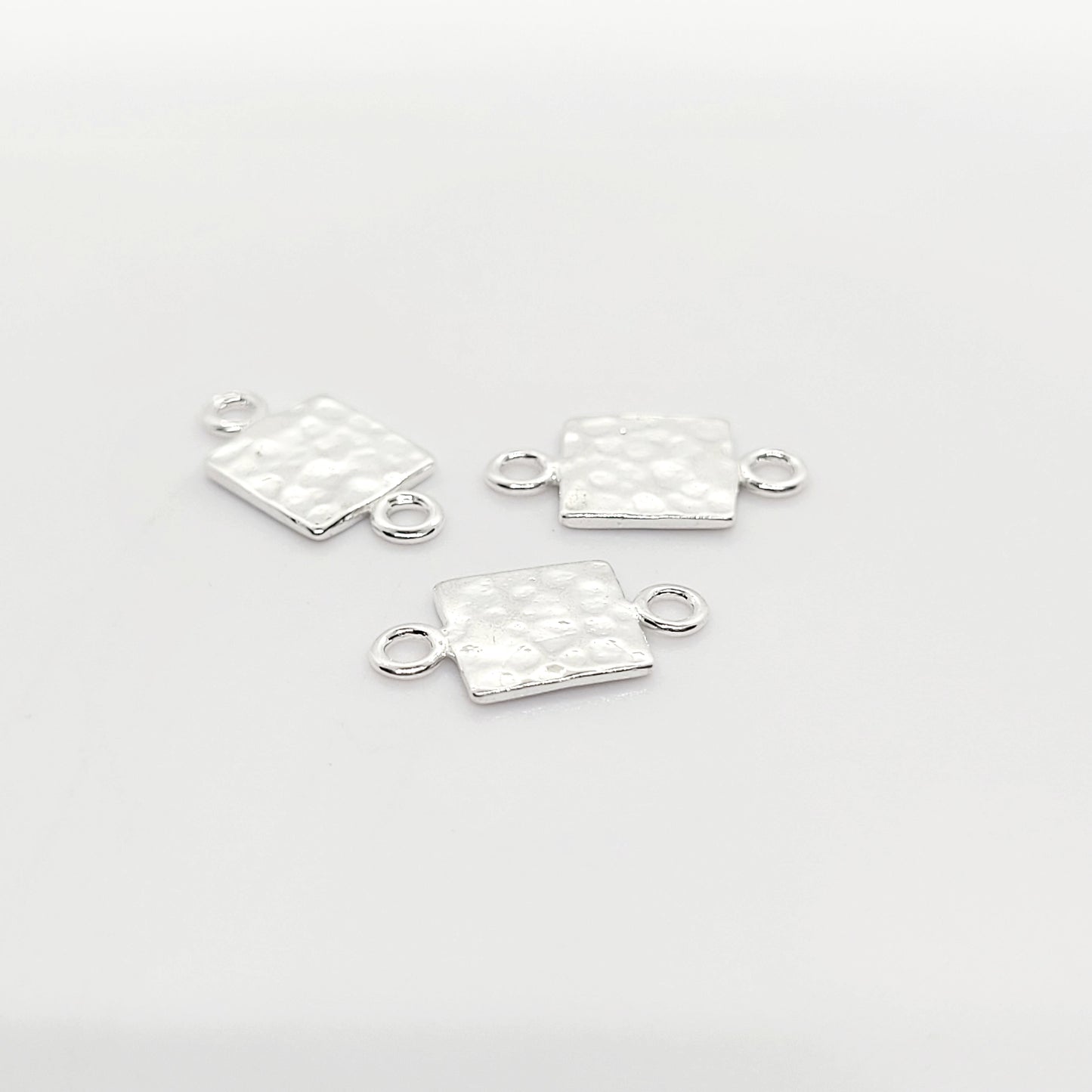 .925 Sterling Silver Hammered Square Connector