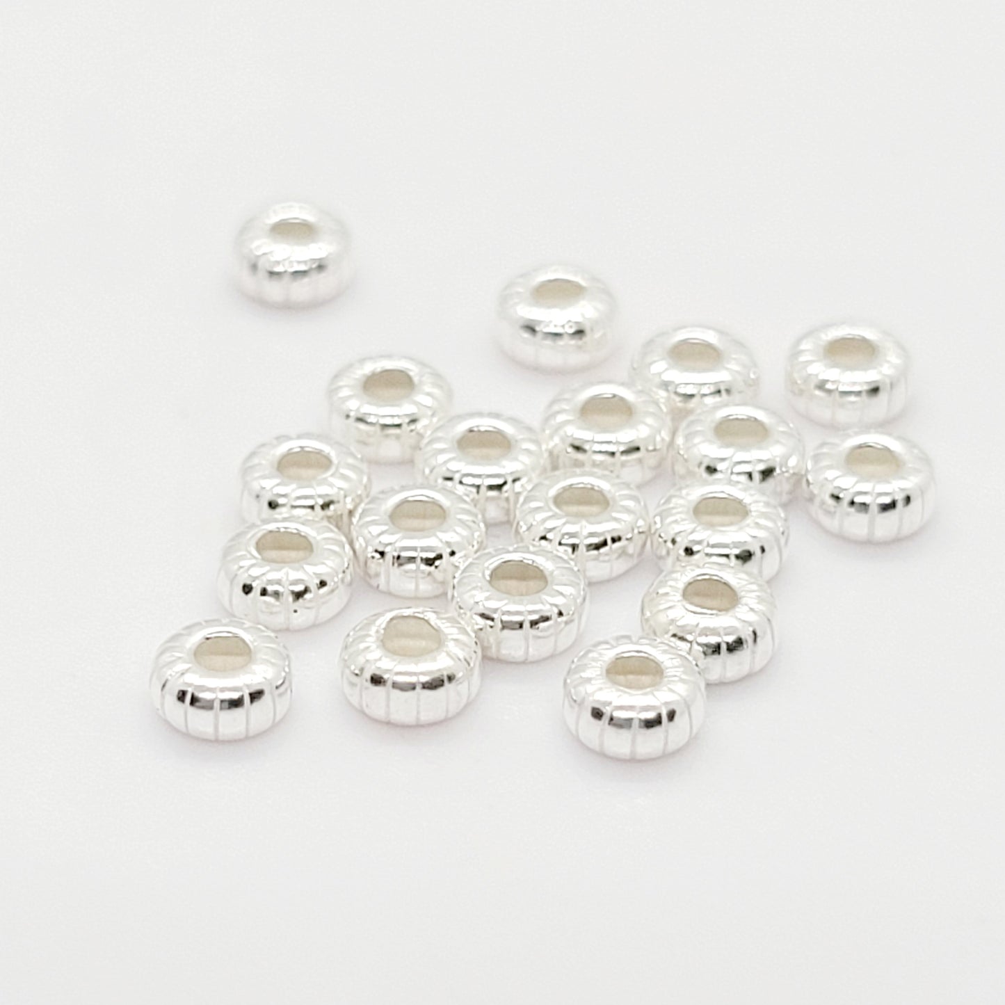 3 mm .925 Sterling Silver Corrugated Rondelle