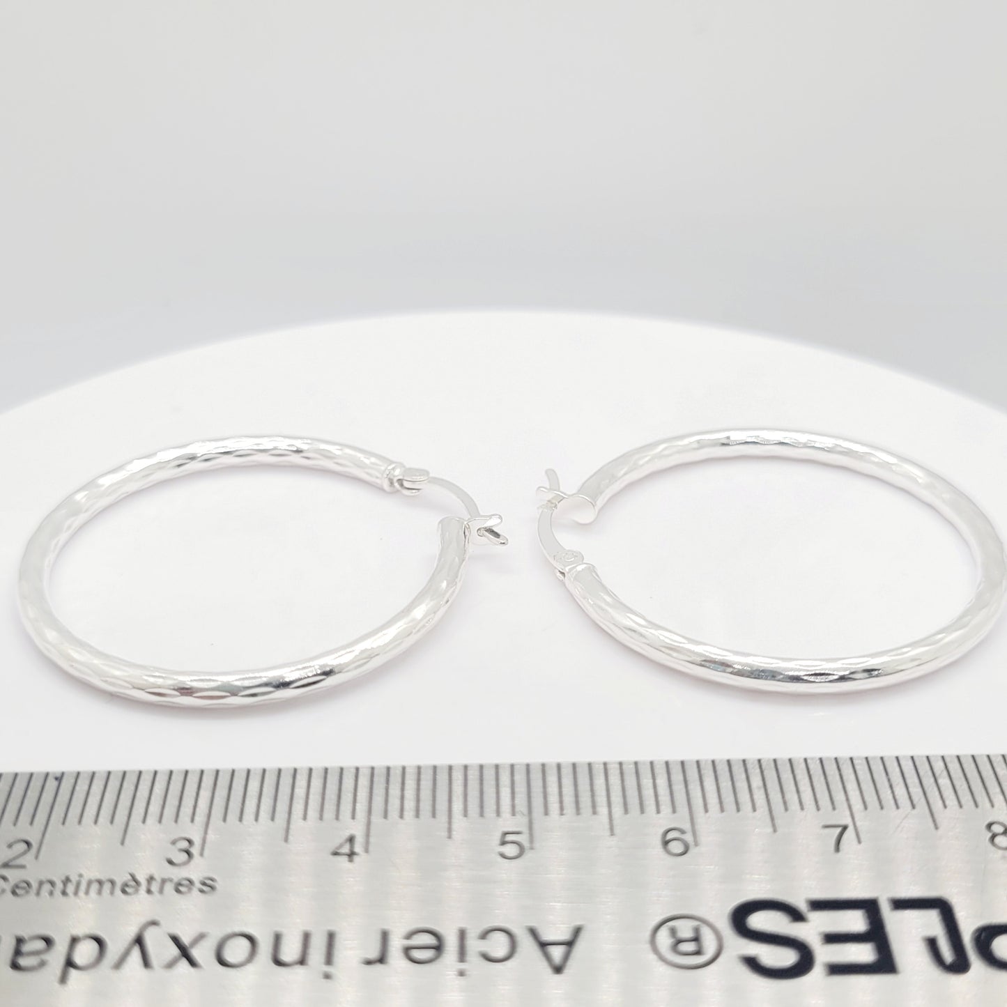 35 mm .925 Sterling Silver Diamond Cut Hoops
