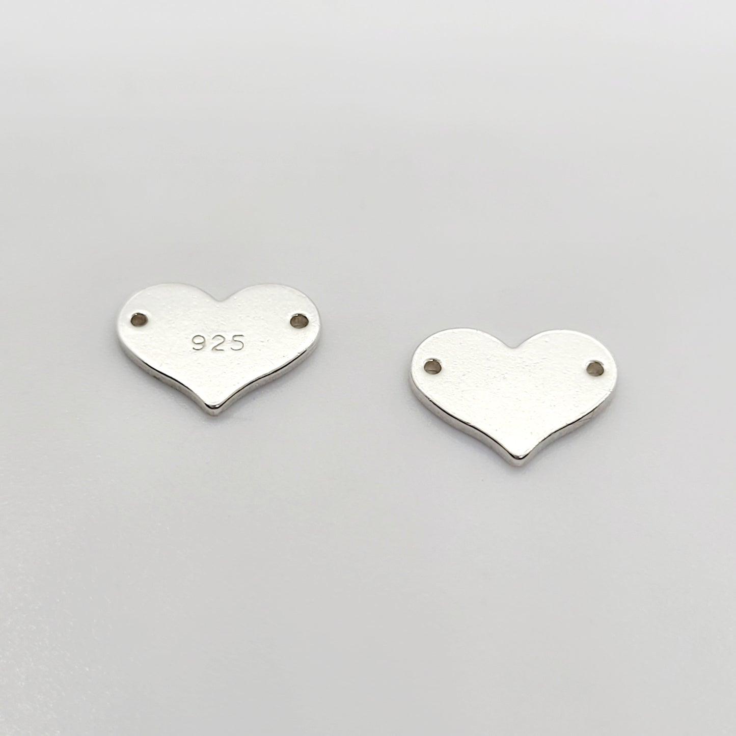 .925 Sterling Silver Heart Quality Tag Connector
