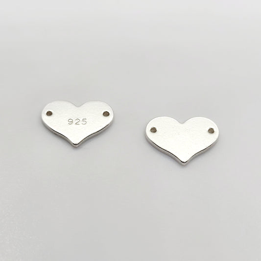 .925 Sterling Silver Heart Quality Tag Connector