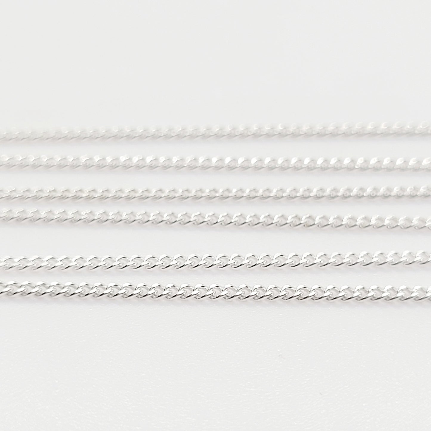 Size Variety 2x16 2x18 2x20 .925 Sterling Silver 1 mm CURB Chain  / 6 Pieces