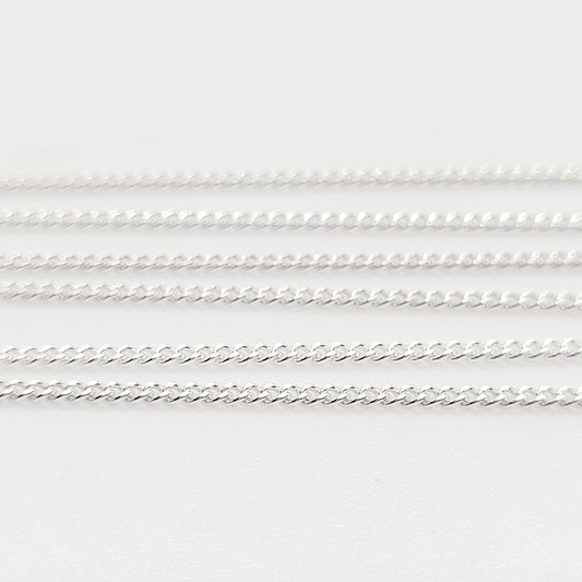 Size Variety 2x16 2x18 2x20 .925 Sterling Silver 1 mm CURB Chain  / 6 Pieces