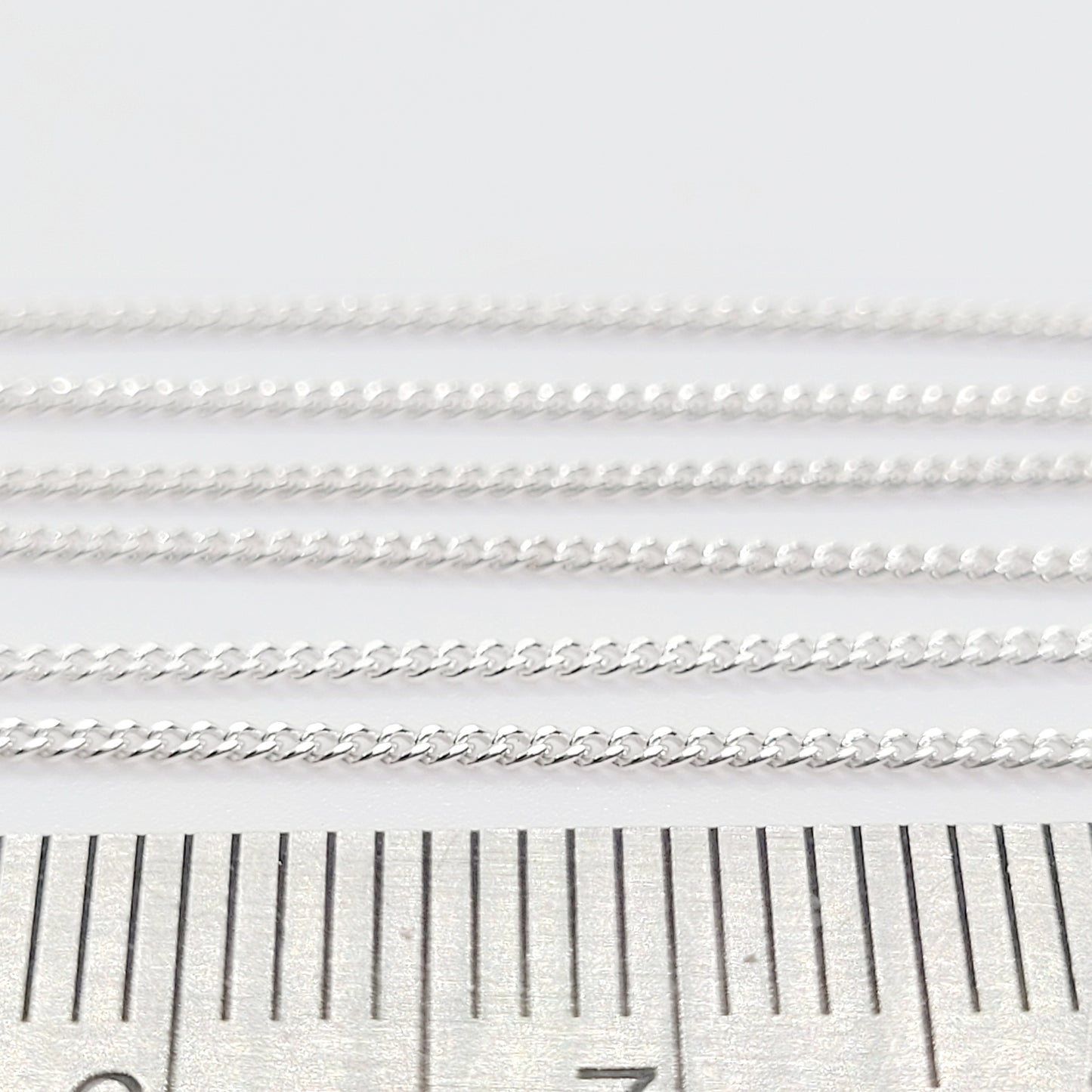 Size Variety 2x16 2x18 2x20 .925 Sterling Silver 1 mm CURB Chain  / 6 Pieces