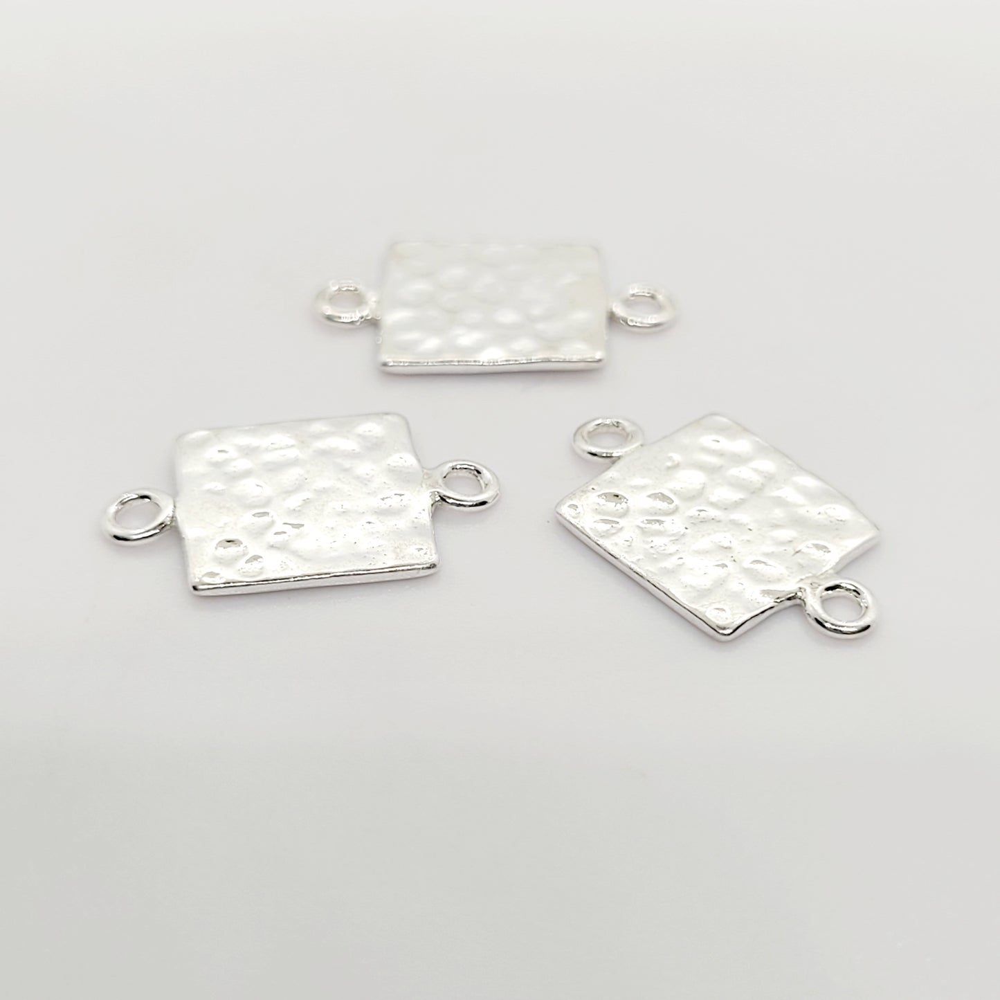 .925 Sterling Silver Hammered Square Connector