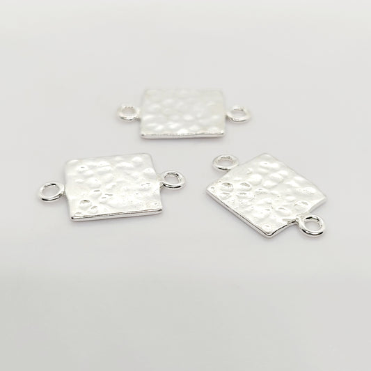 .925 Sterling Silver Hammered Square Connector
