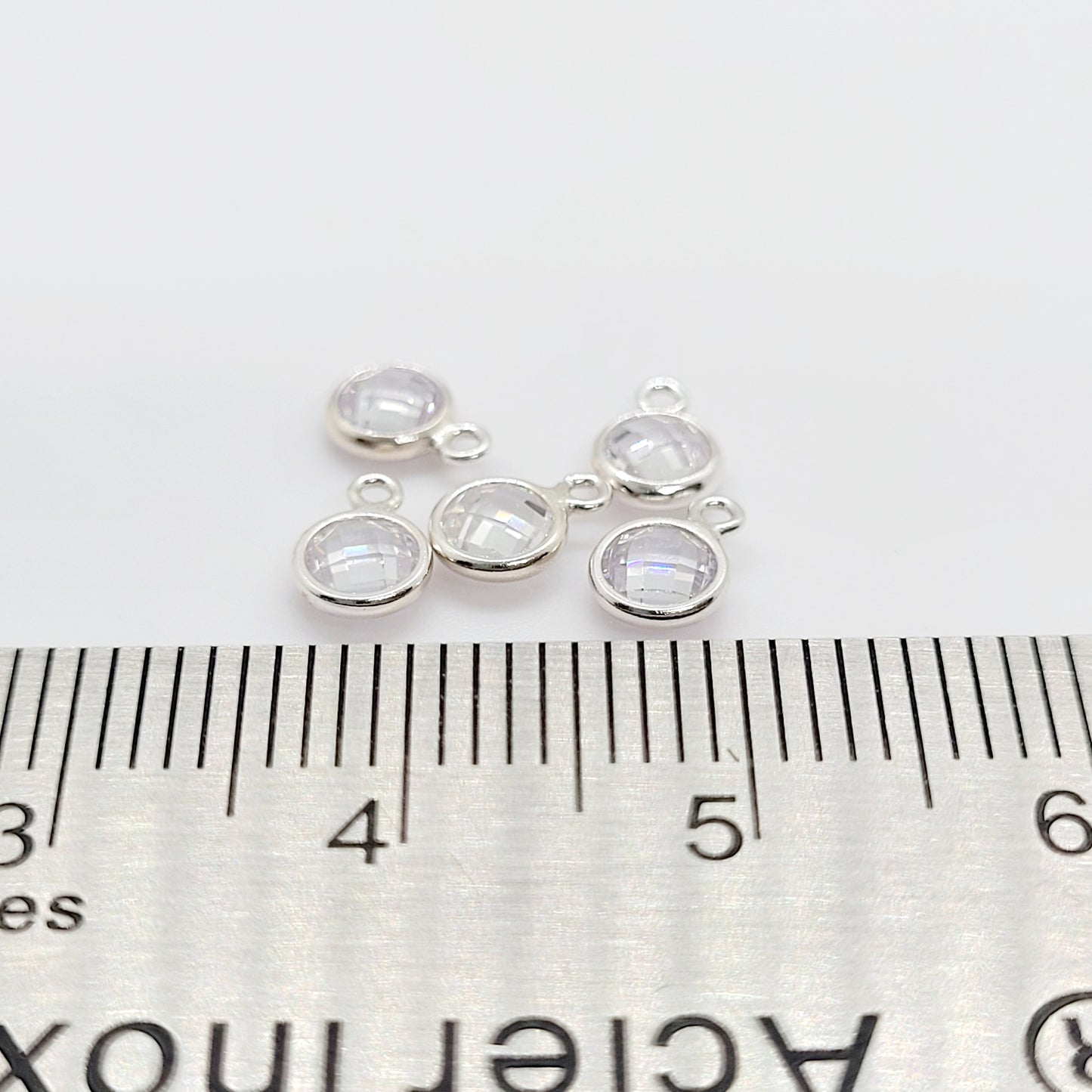 4 mm .925 Sterling Silver Petite  CZ Charm