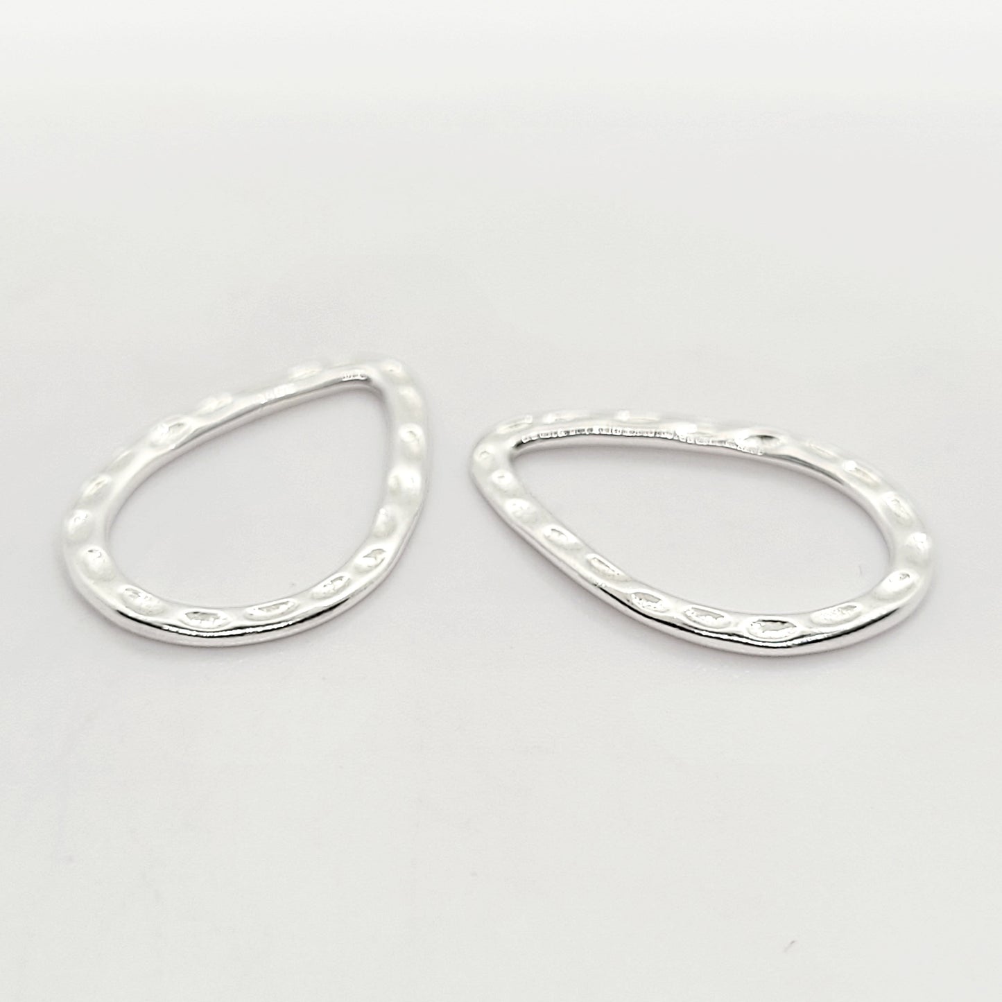 .925 Sterling Silver Textured Teardrop Connector