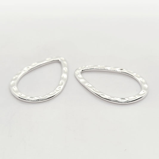 .925 Sterling Silver Textured Teardrop Connector