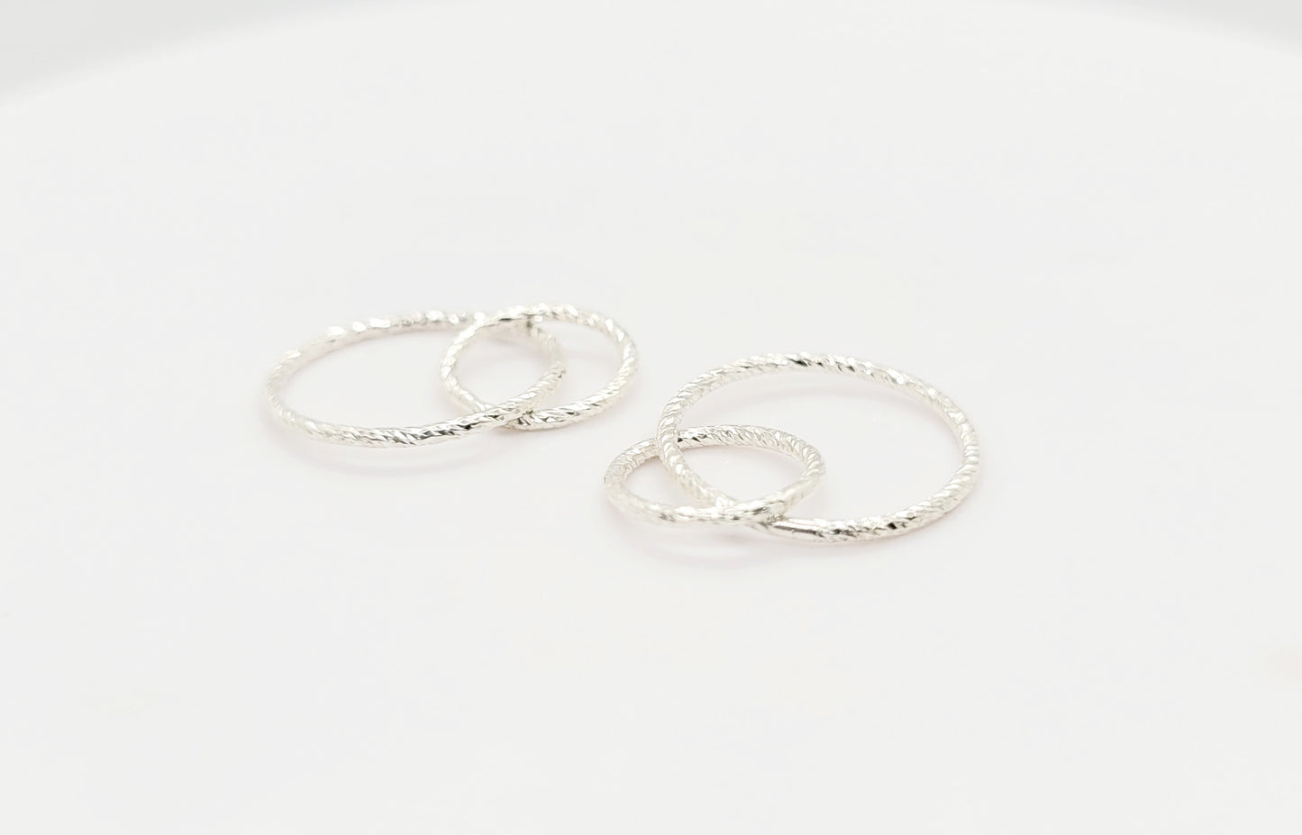 .925 Sterling Silver Sparkle Interlocked Connector Pendant Earring Feature