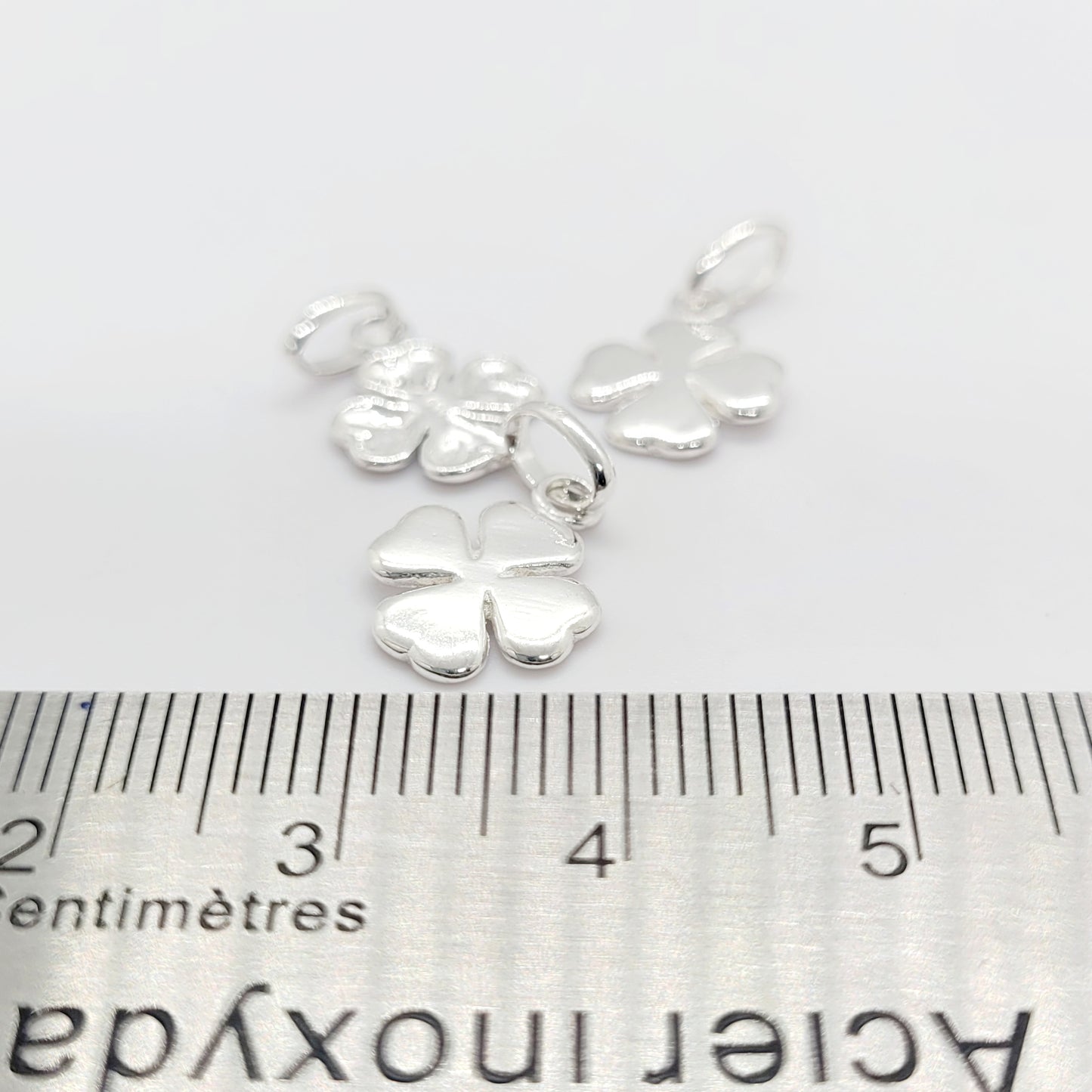 .925 Sterling Silver Four Leaf Clover Pendant Charm