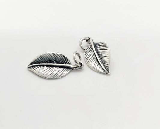 .925 Sterling Silver Leaf Charm Pendant