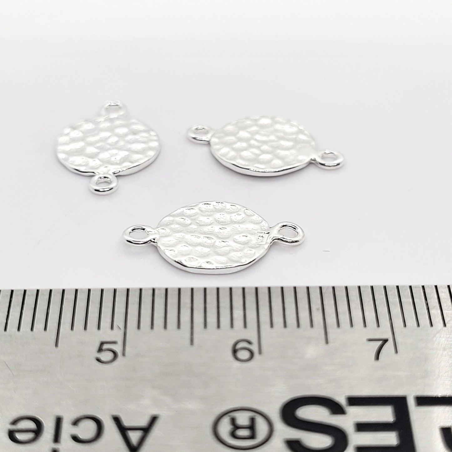 .925 Sterling Silver Hammered  Round Connector