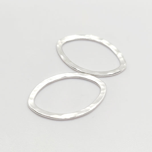 .925 Sterling Silver Marquis Connector Hammered