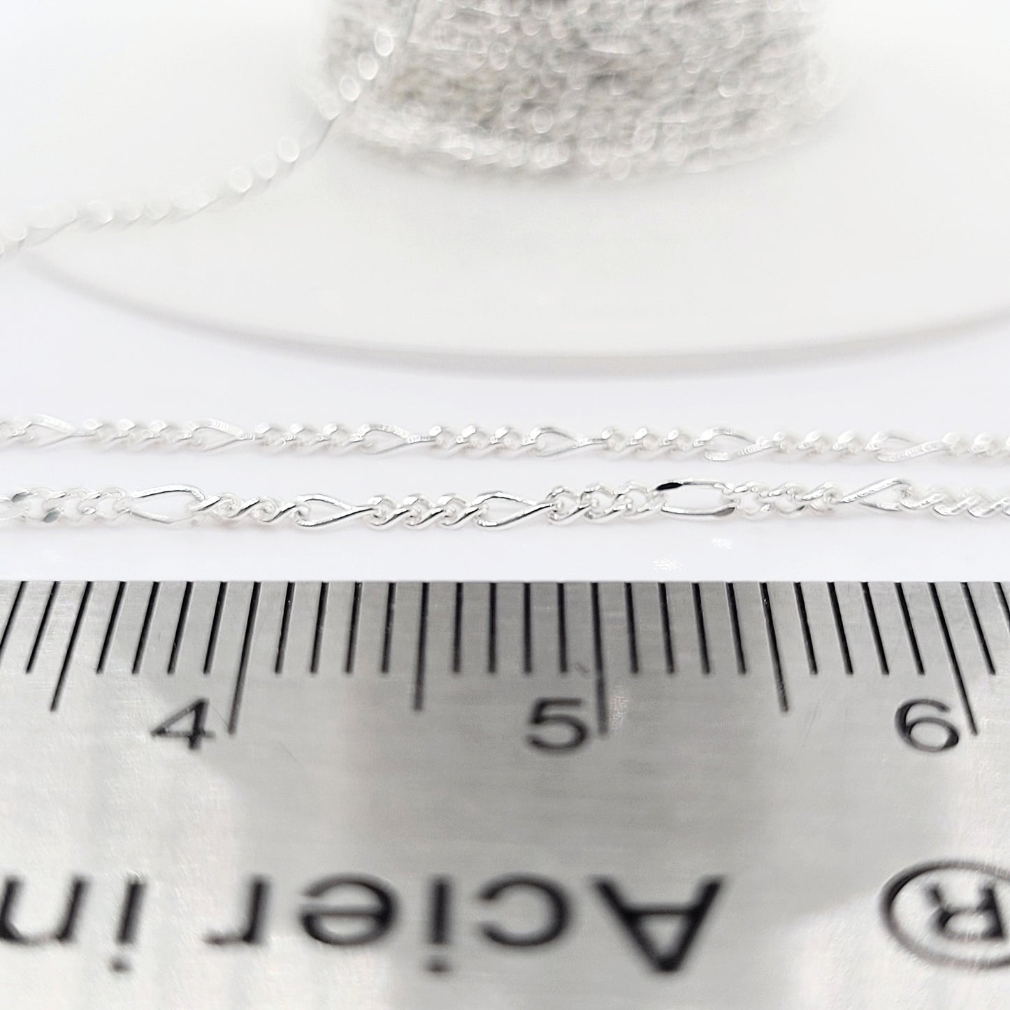 .925 Sterling Silver FIGARO 3:1 Chain  / By the Inch