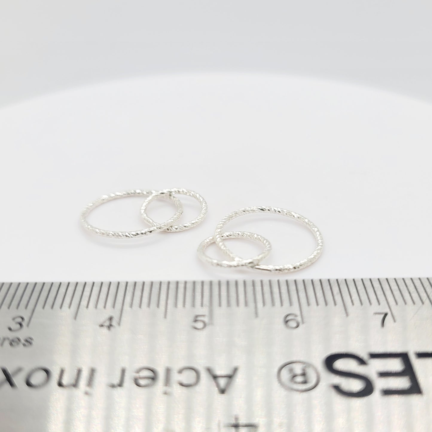 .925 Sterling Silver Sparkle Interlocked Connector Pendant Earring Feature