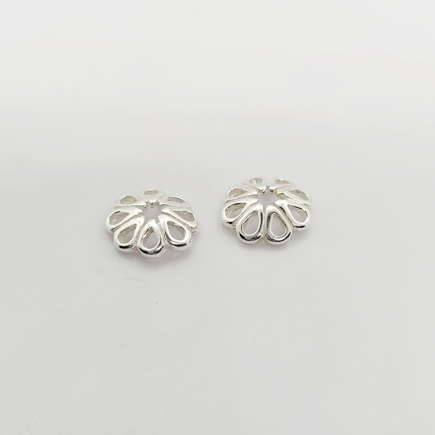 .925 Sterling Silver 7 mm Bead Cap / 2 Pieces