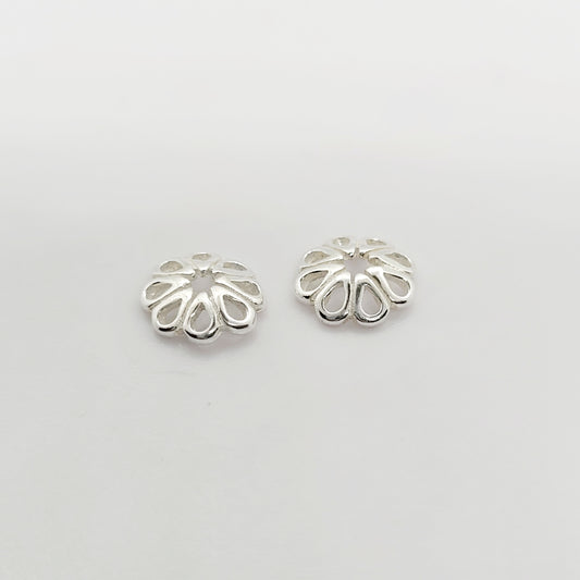 .925 Sterling Silver 7 mm Bead Cap / 2 Pieces