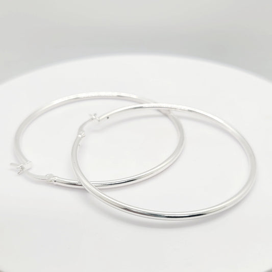 50 mm .925 Sterling Silver Eurowire Hoops