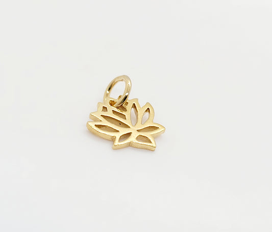 Gold Plate over Sterling Silver Lotus Charm