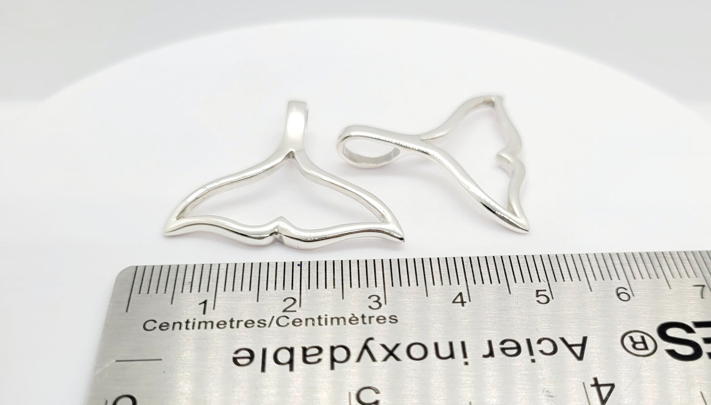 .925 Sterling Silver Whale Tail Pendant