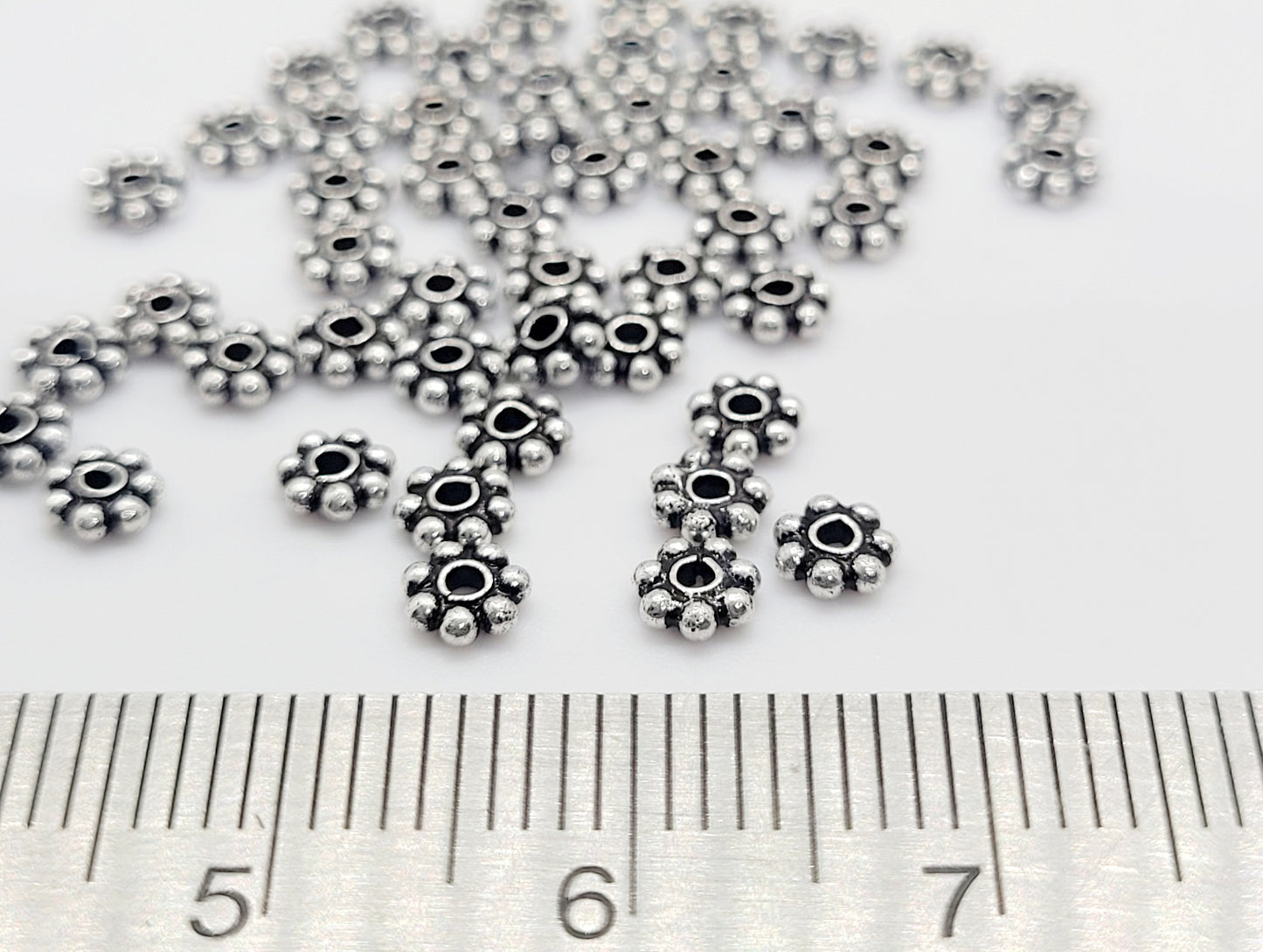4 mm .925 Sterling Silver Oxidized Daisy Spacer Bead
