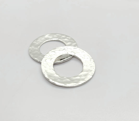 .925 Sterling Silver Hand Hammered Connector 22 mm