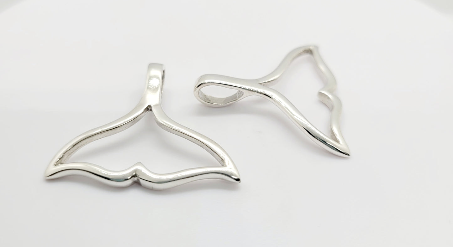 .925 Sterling Silver Whale Tail Pendant