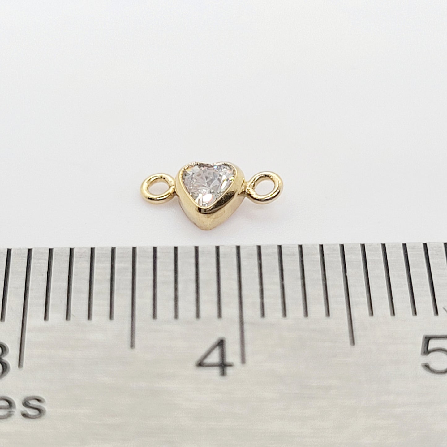 3 mm AAA Cubic Zirconia 14K Gold Filled Micro Heart Birthstone Connector - 12 Colors