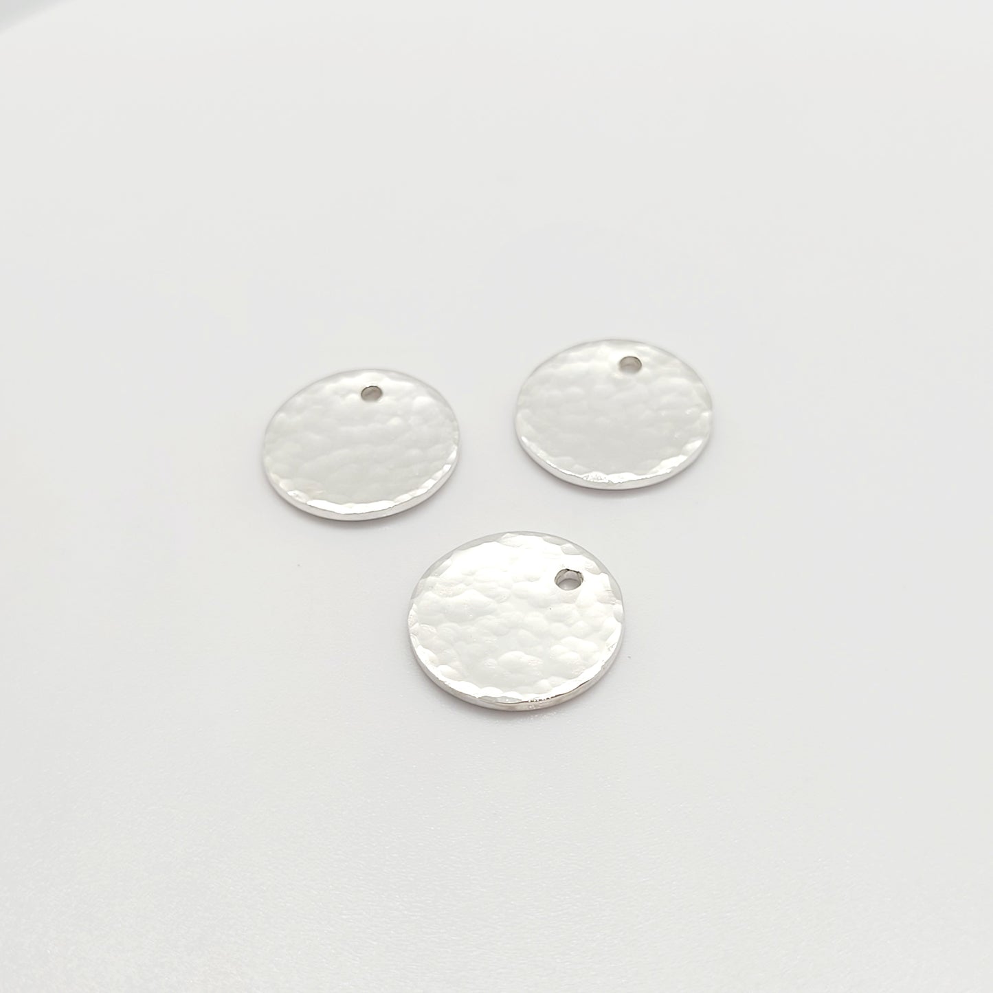 12 mm / 14 mm .925 Sterling Silver Hammered Disc Pendant