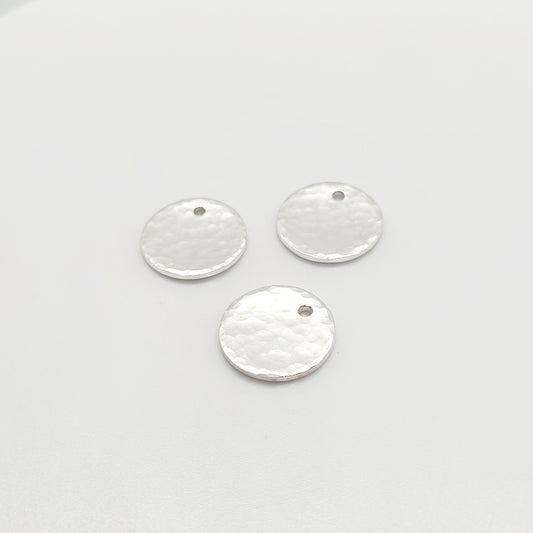 12 mm / 14 mm .925 Sterling Silver Hammered Disc Pendant