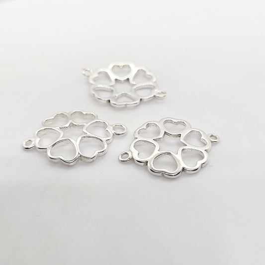.925 Sterling Silver Heart Connector