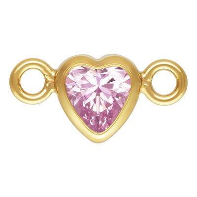 3 mm AAA Cubic Zirconia 14K Gold Filled Micro Heart Birthstone Connector - 12 Colors