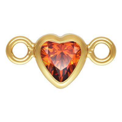 3 mm AAA Cubic Zirconia 14K Gold Filled Micro Heart Birthstone Connector - 12 Colors