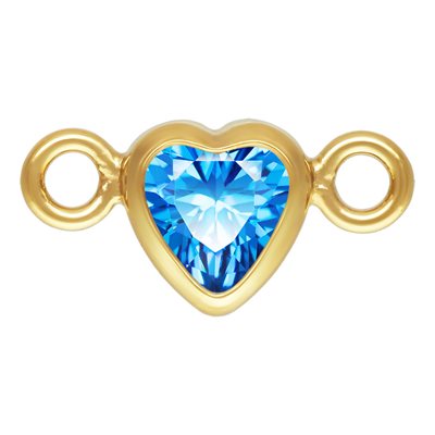 3 mm AAA Cubic Zirconia 14K Gold Filled Micro Heart Birthstone Connector - 12 Colors