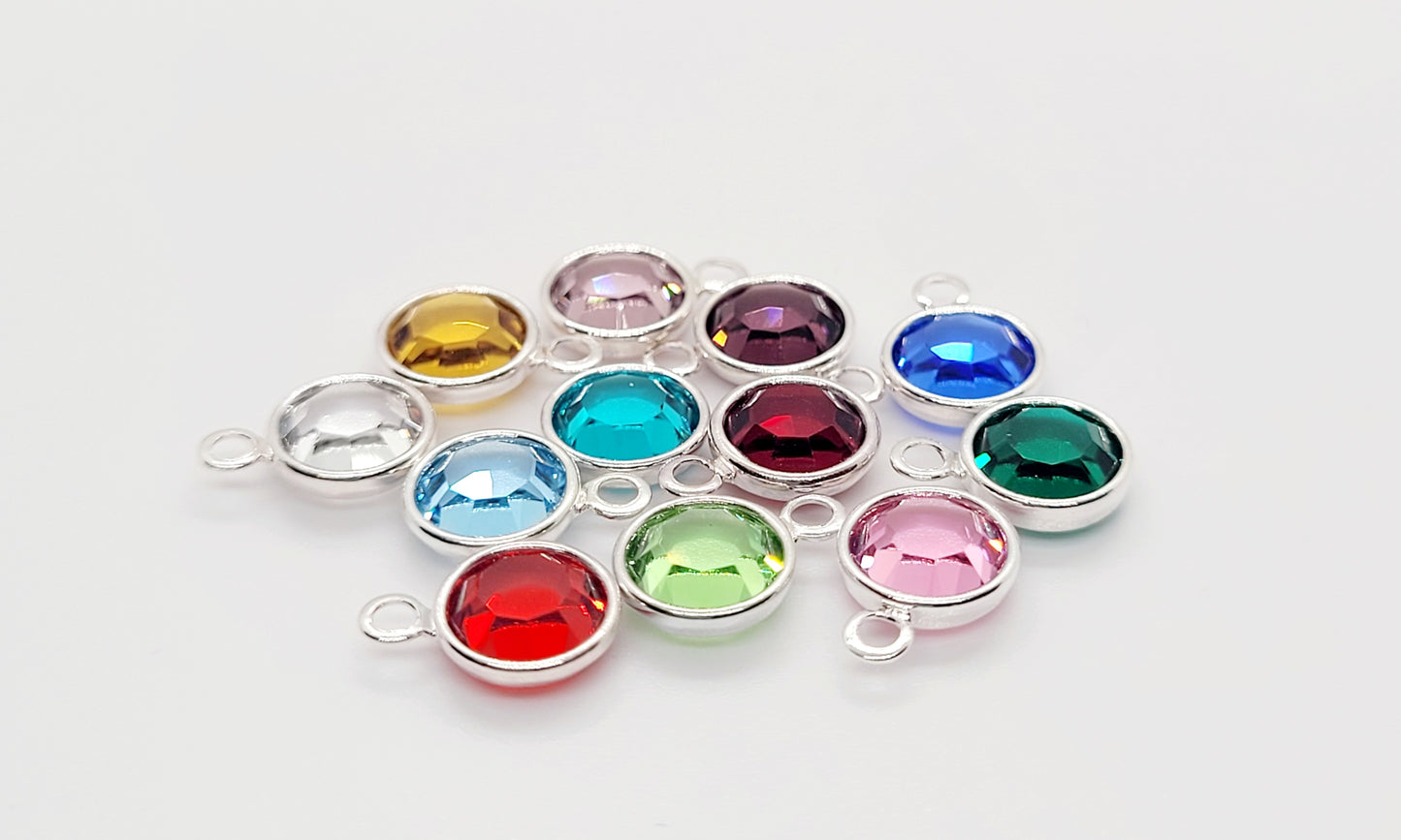 Silver Crystal Channel Birthstone Charm