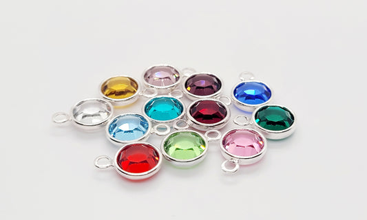 Silver Crystal Channel Birthstone Charm