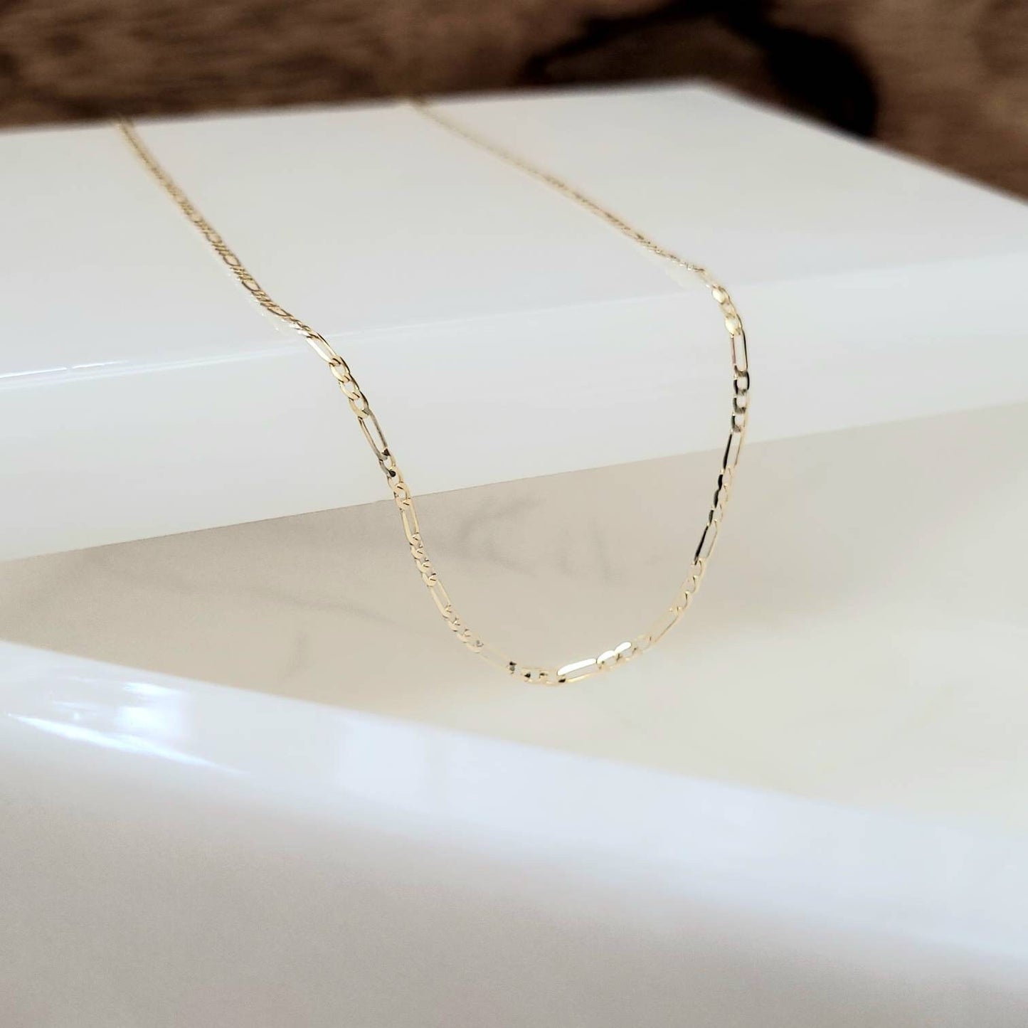 14K SOLID Gold Figaro Chain 16"