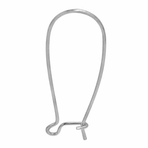 .925 Sterling Silver 34 mm Extra Large Kidney Ear Wires