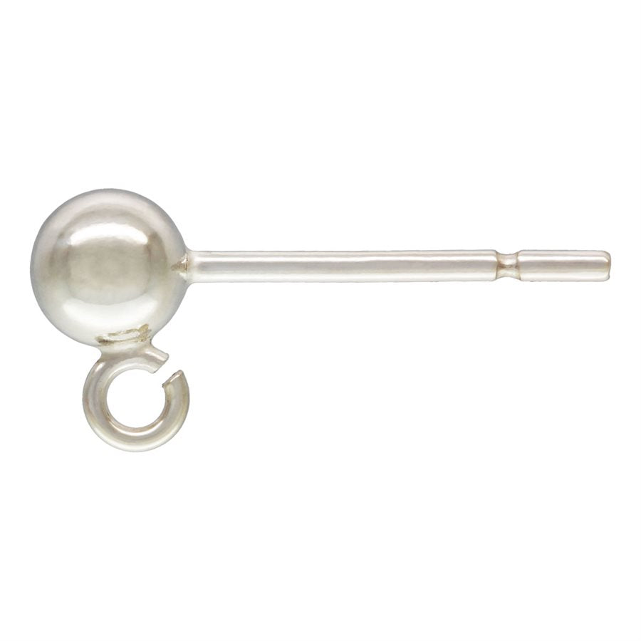 4 mm .925 Sterling Silver Ball Stud with Open Ring